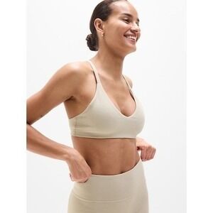 Athleta Intuition Cotton Sports Bra Ecru Racerback